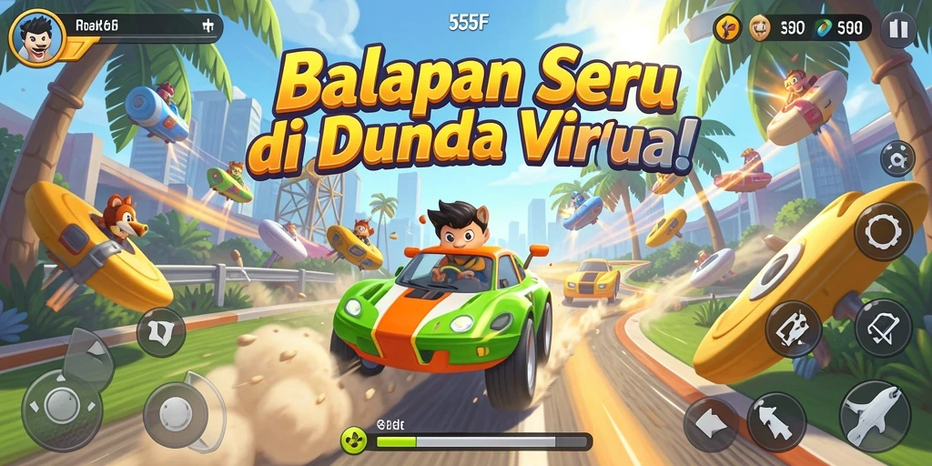 Gameplay seru balapan mobil di 555F.