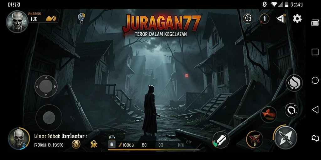 Tampilan gameplay JURAGAN77 yang menyeramkan dan penuh ketegangan.