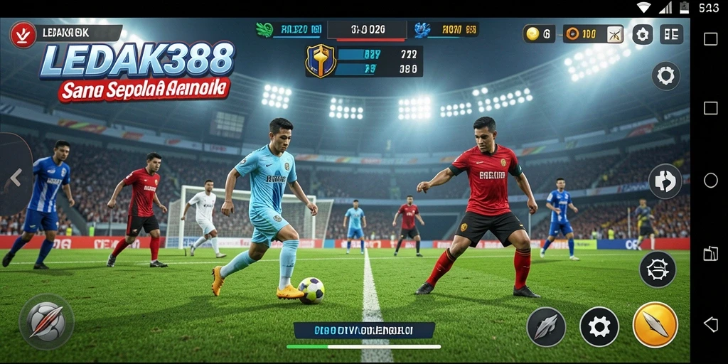 Tampilan gameplay LEDAK388 yang memukau dalam aksi sepak bola.