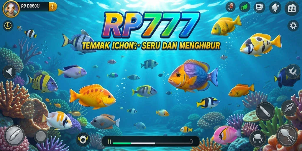 Tampilan gameplay seru dalam RP777 saat menembak ikan.