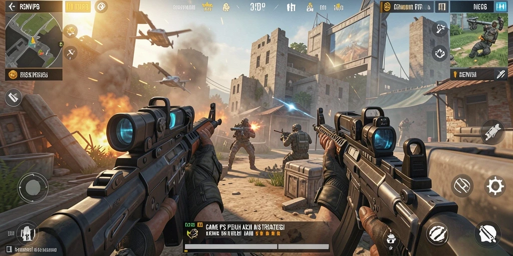 Screenshot gameplay RSNVIP6 menampilkan aksi tembak-menembak yang mendebarkan.