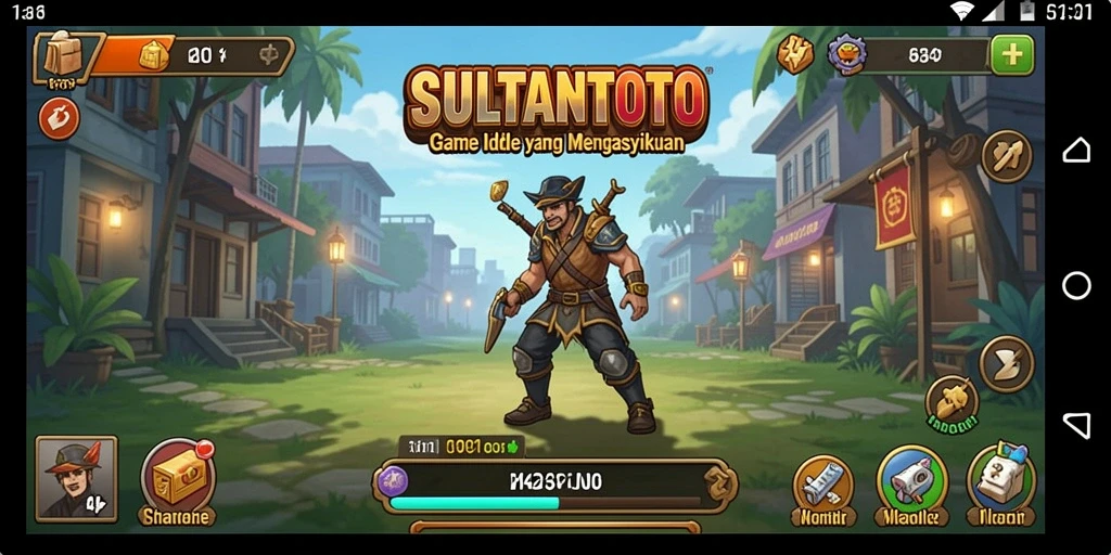 Tampilan gameplay SULTANTOTO yang menampilkan aktivitas Idle yang seru.